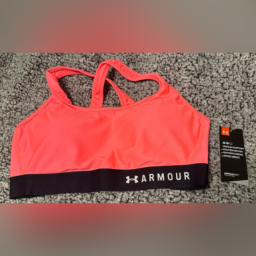Under Armour Coral Pink Sports Bra with Black Band